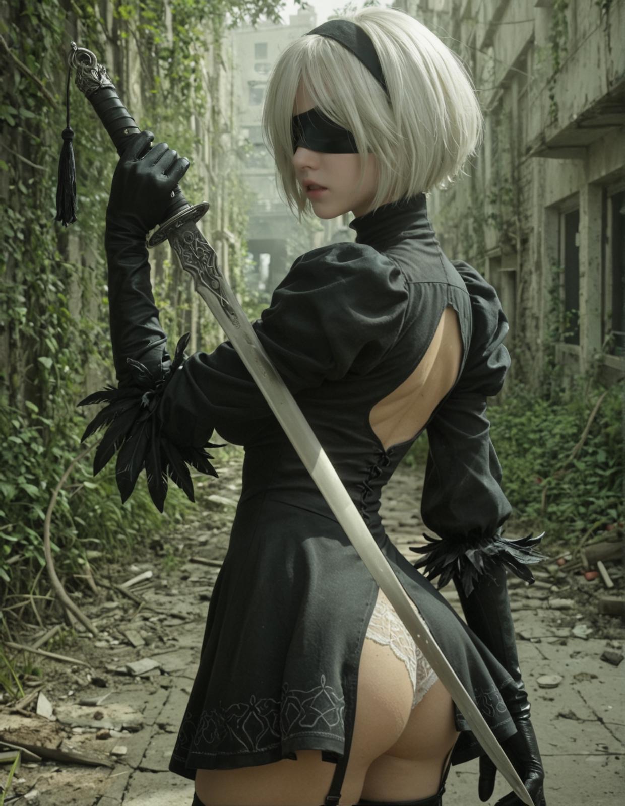 Gothic Dress Post Apocalyptic Alley Katana Soft Light