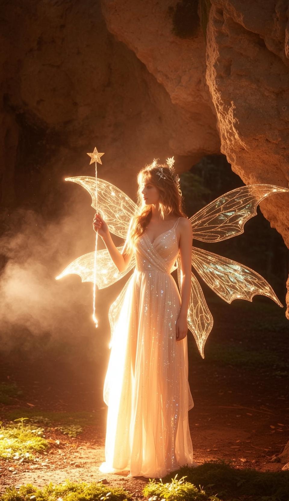 Sparkly Fairy Dress at Cave Entrance