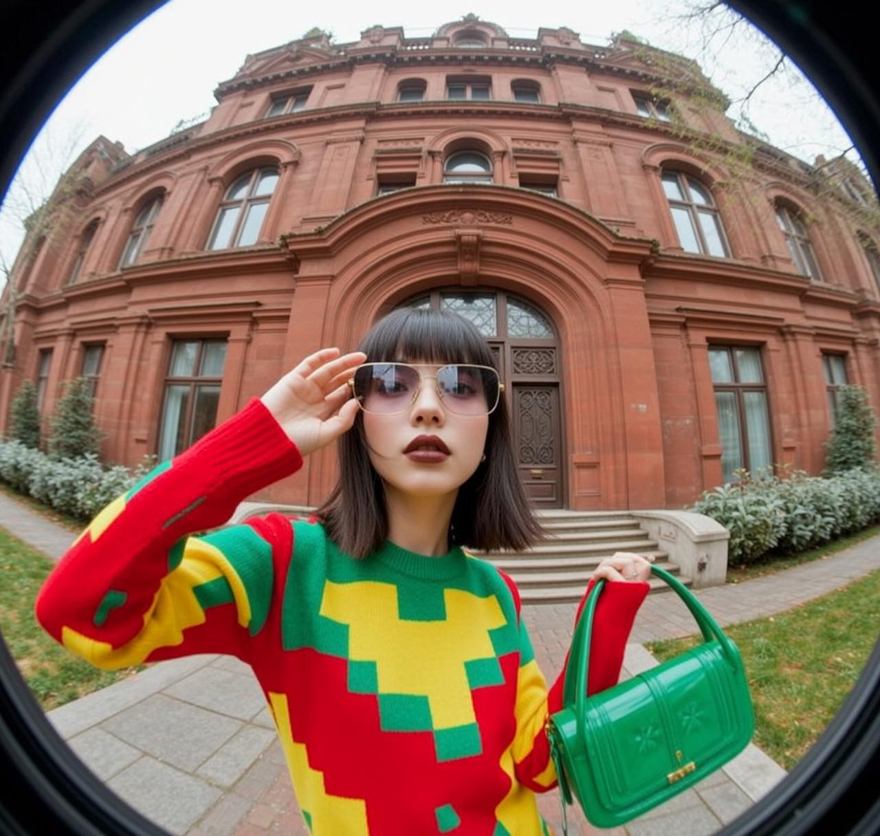 Pixel Sweater Green Bag Style