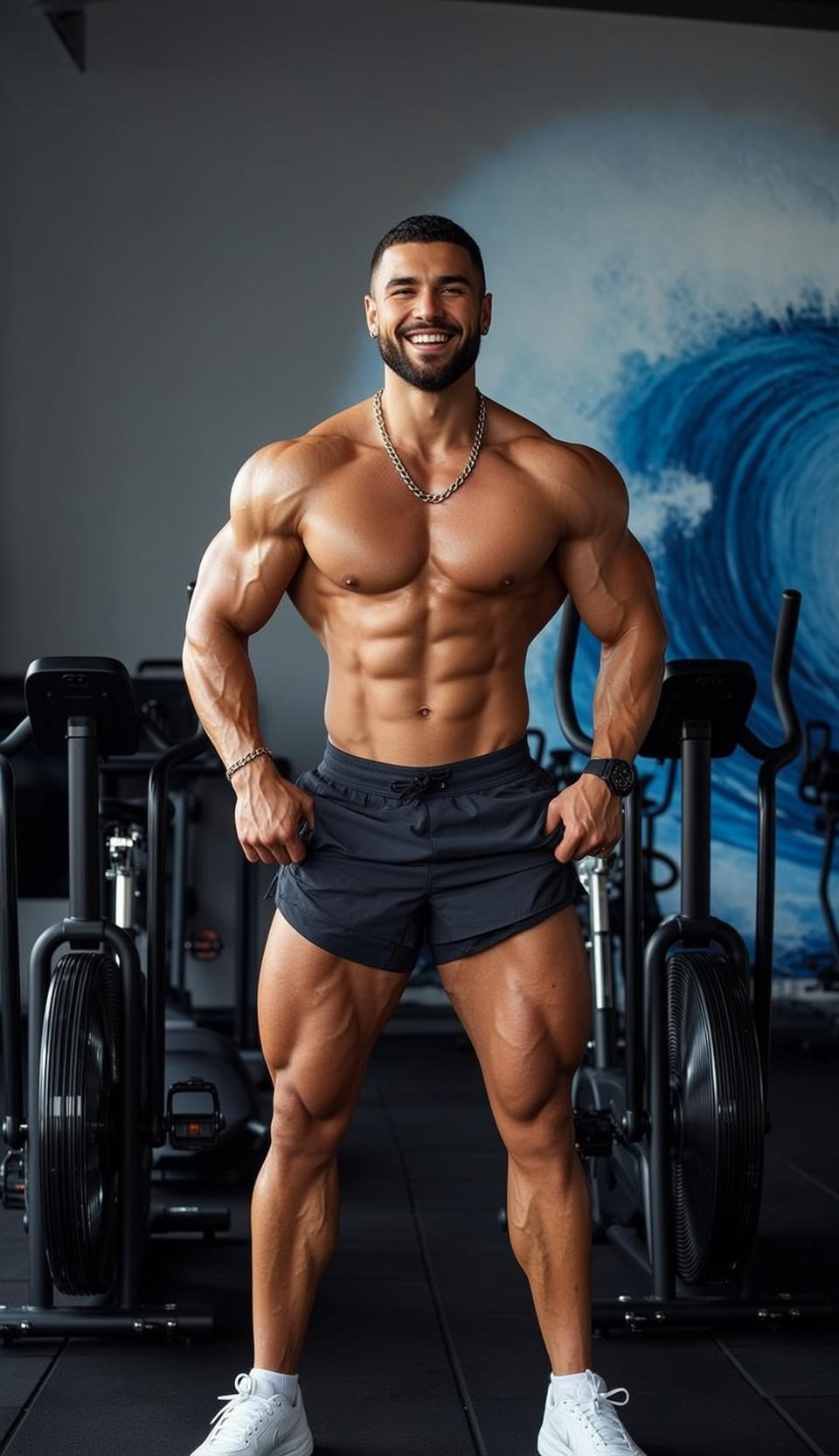 Muscular Short Black Hair Tanned Skin Athletic