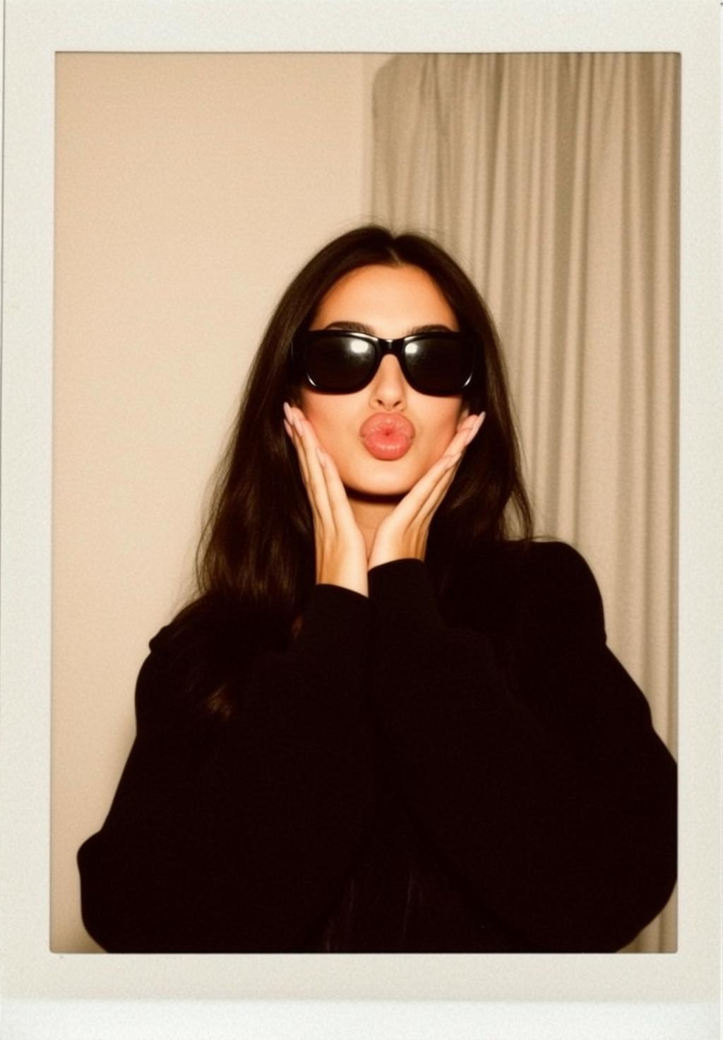 Black Sunglasses Kissy Face Pose