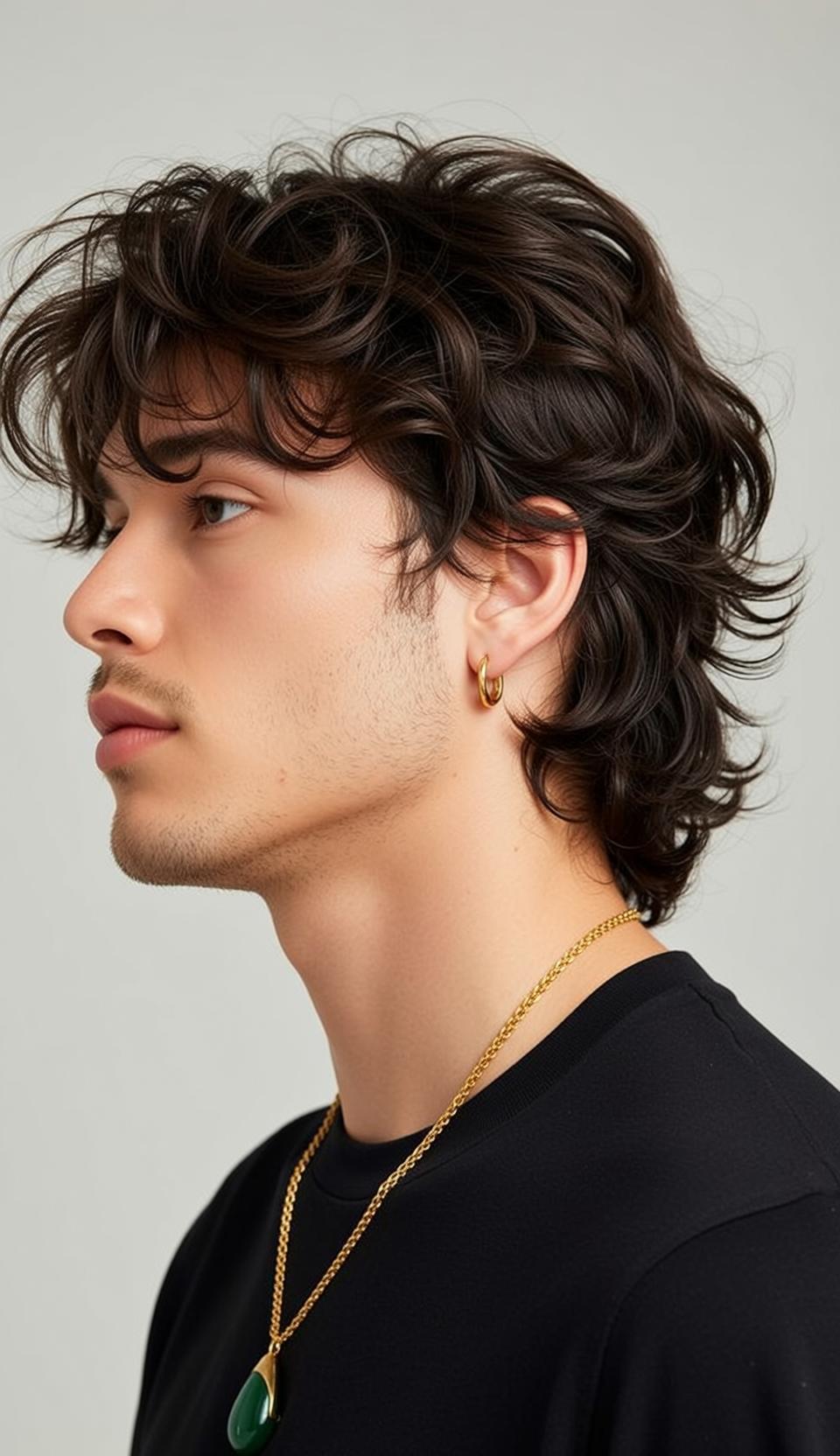 Young Dark Brown Wavy Medium Length Styled