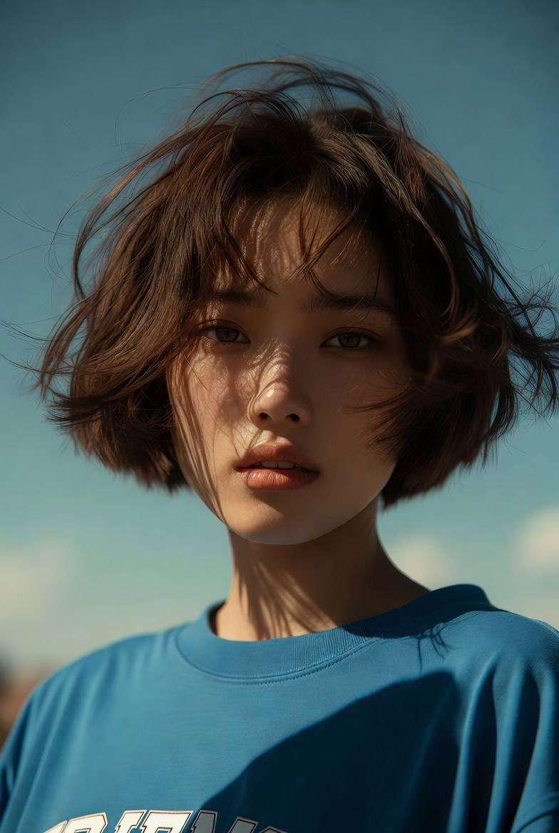 Blue Sweatshirt Dappled Sunlight Sky
