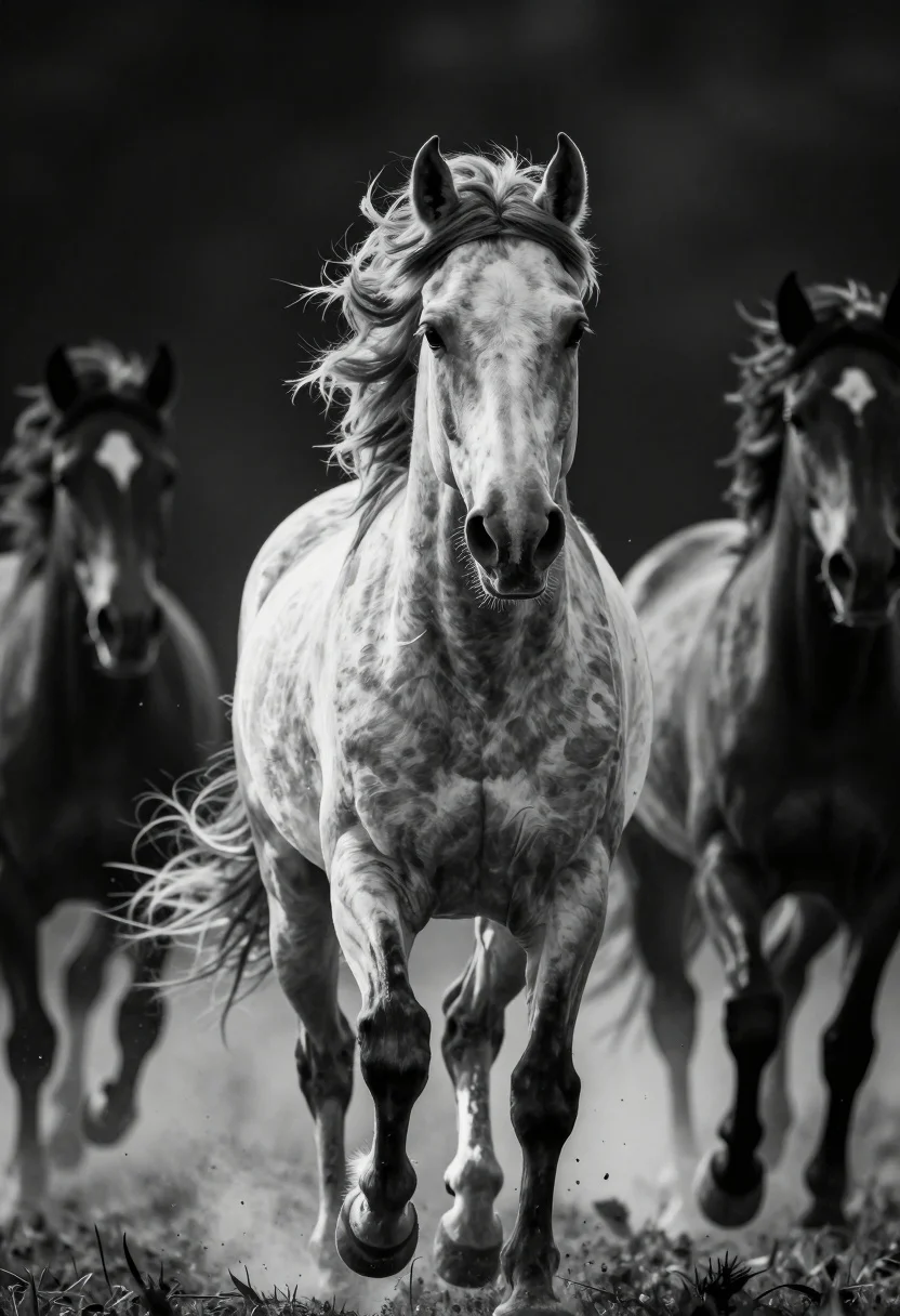 Powerful Horse With White Blaze Its Face Charges Directly Toward
