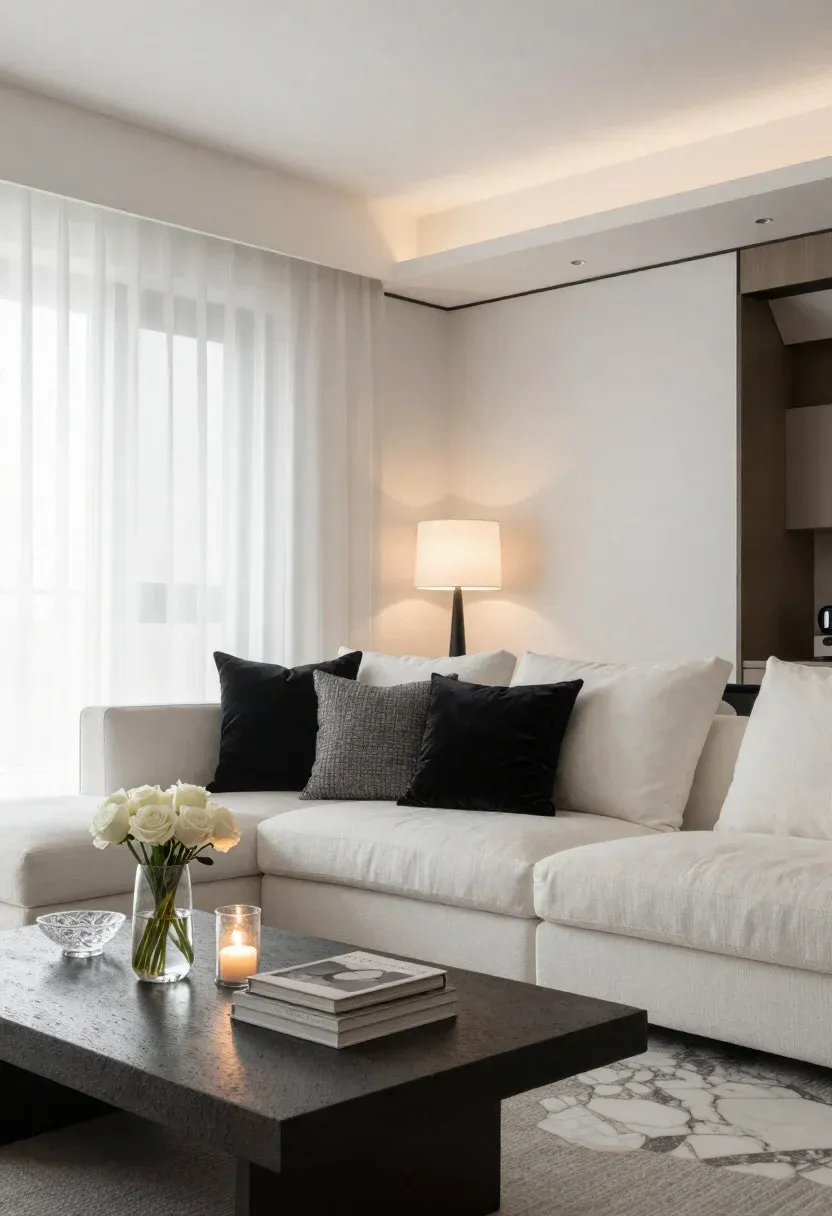 Modern Living Room Interior Featuring Minimalist Aesthetic With Neutral Tones