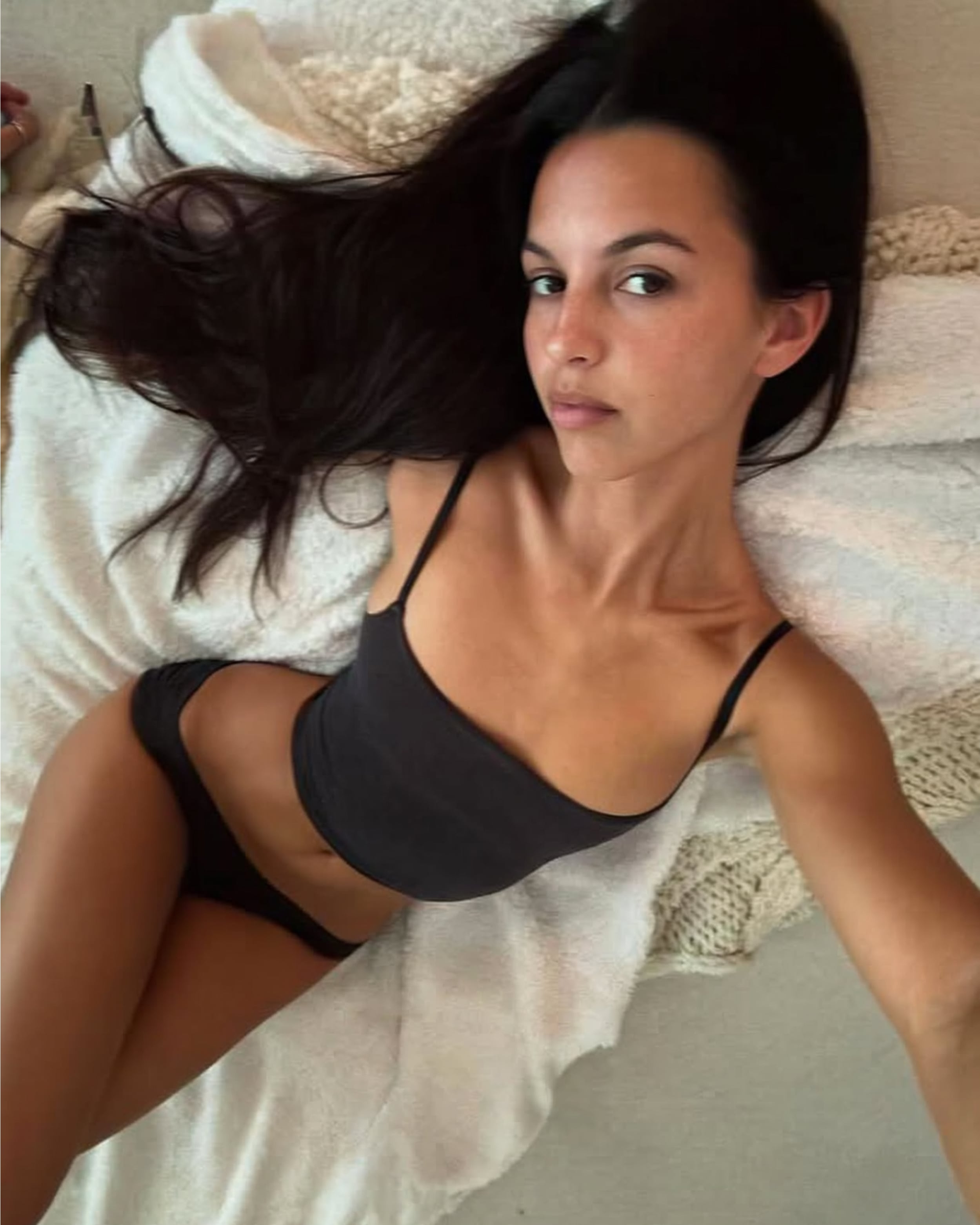 High Angle Selfie Black Tank Top Bikini