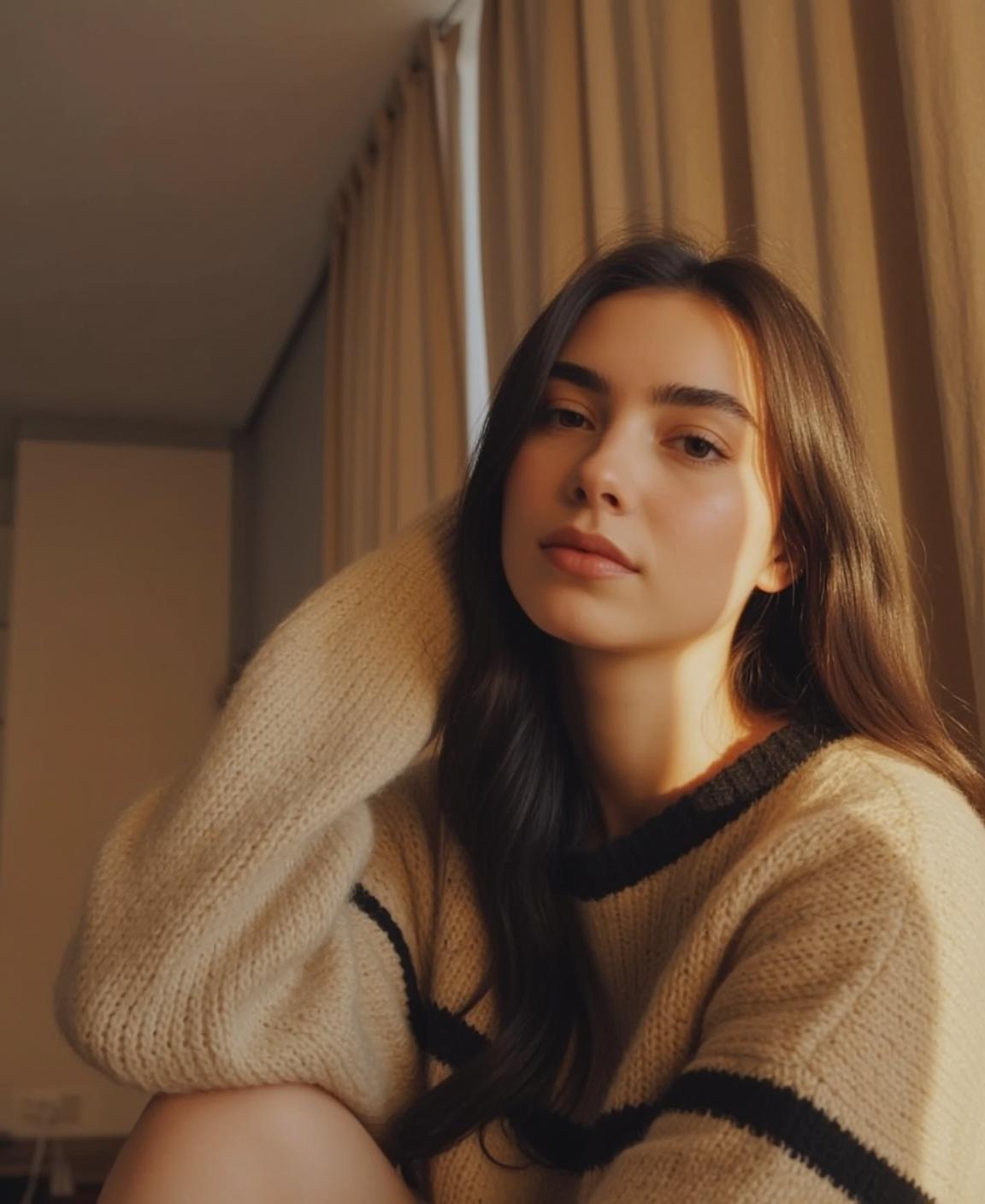 Explore Captured Relaxed Seated Facing Slightly Towards