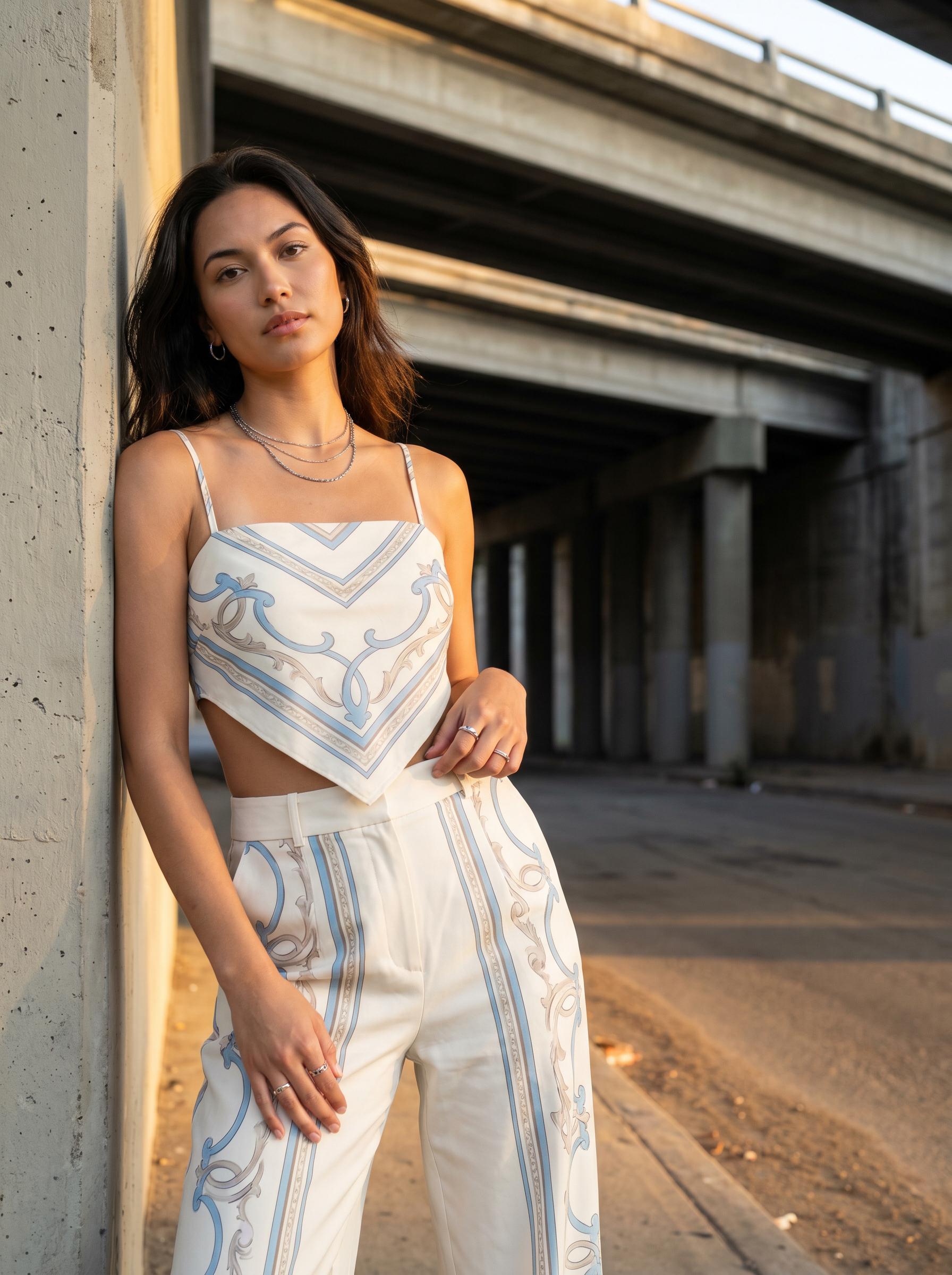 Fashion Portrait Under Concrete Highway Underpass