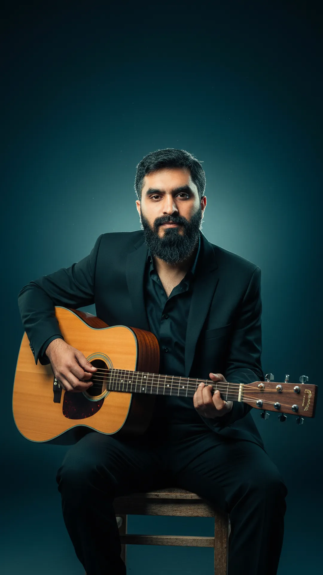 Suit Guitar Chair Portrait