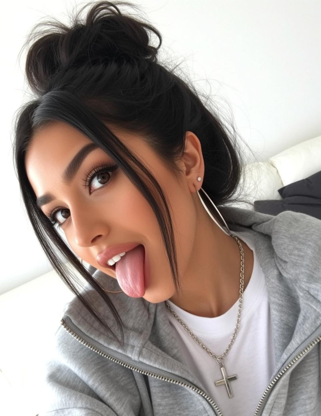 Hair Salon Young Dark Messy Bun Face-framing
