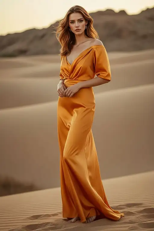 Vertical Full Hight Portrait Supermodel Early Fair Skin Flowing Windswept