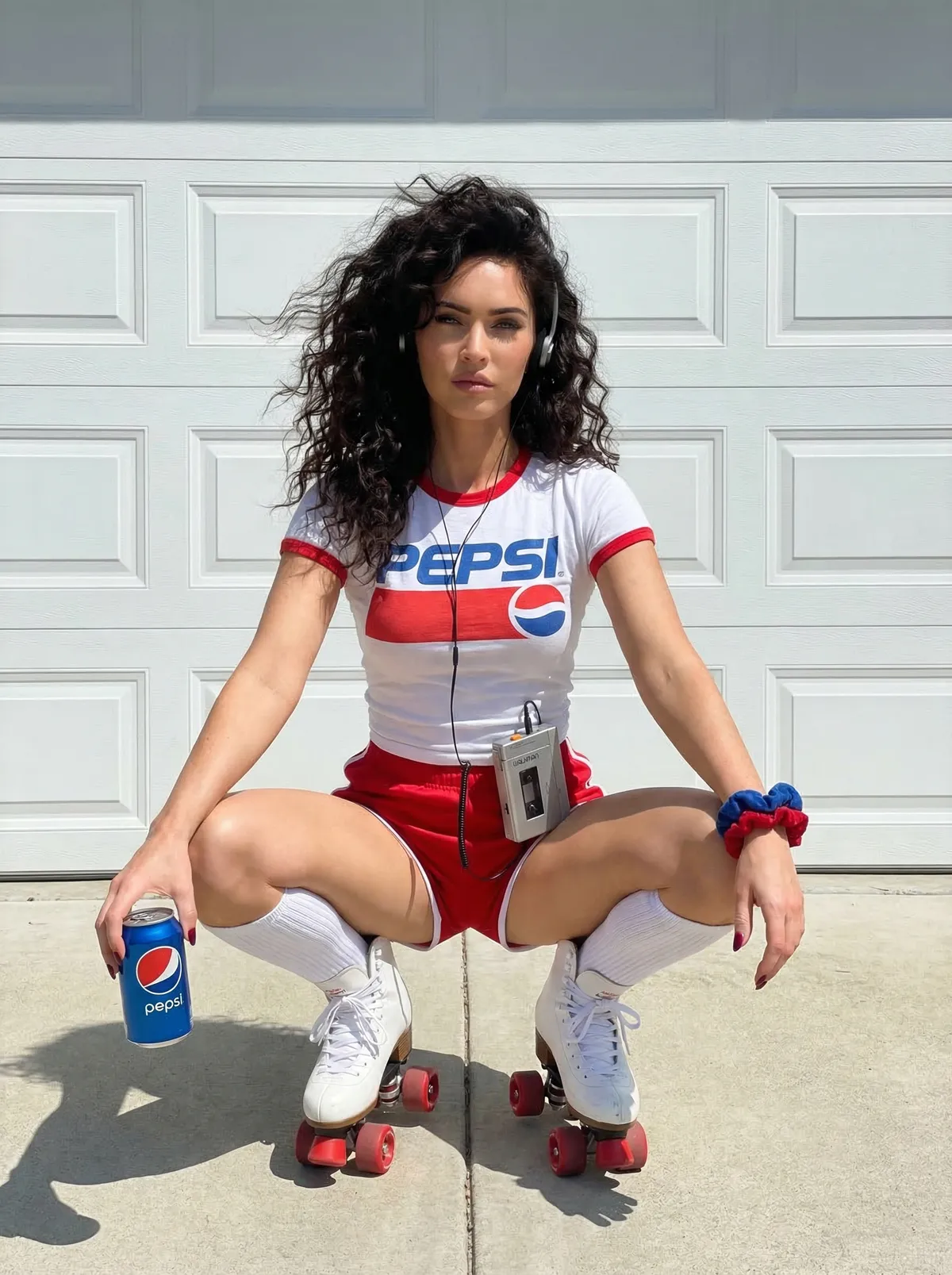 Roller Skates Pepsi Girl Garage Door Bright Sun