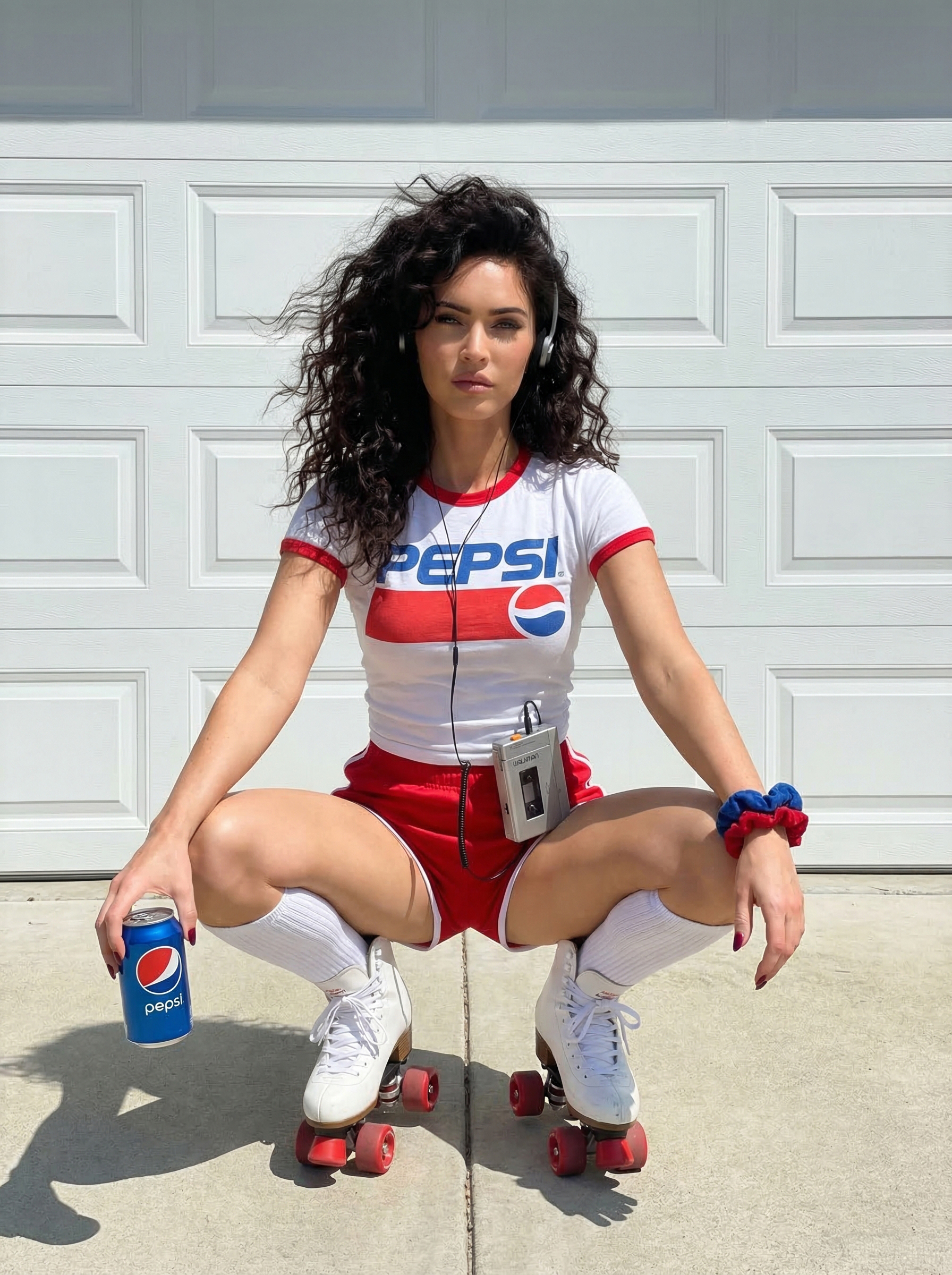 Roller Skates Pepsi Girl Garage Door Bright Sun