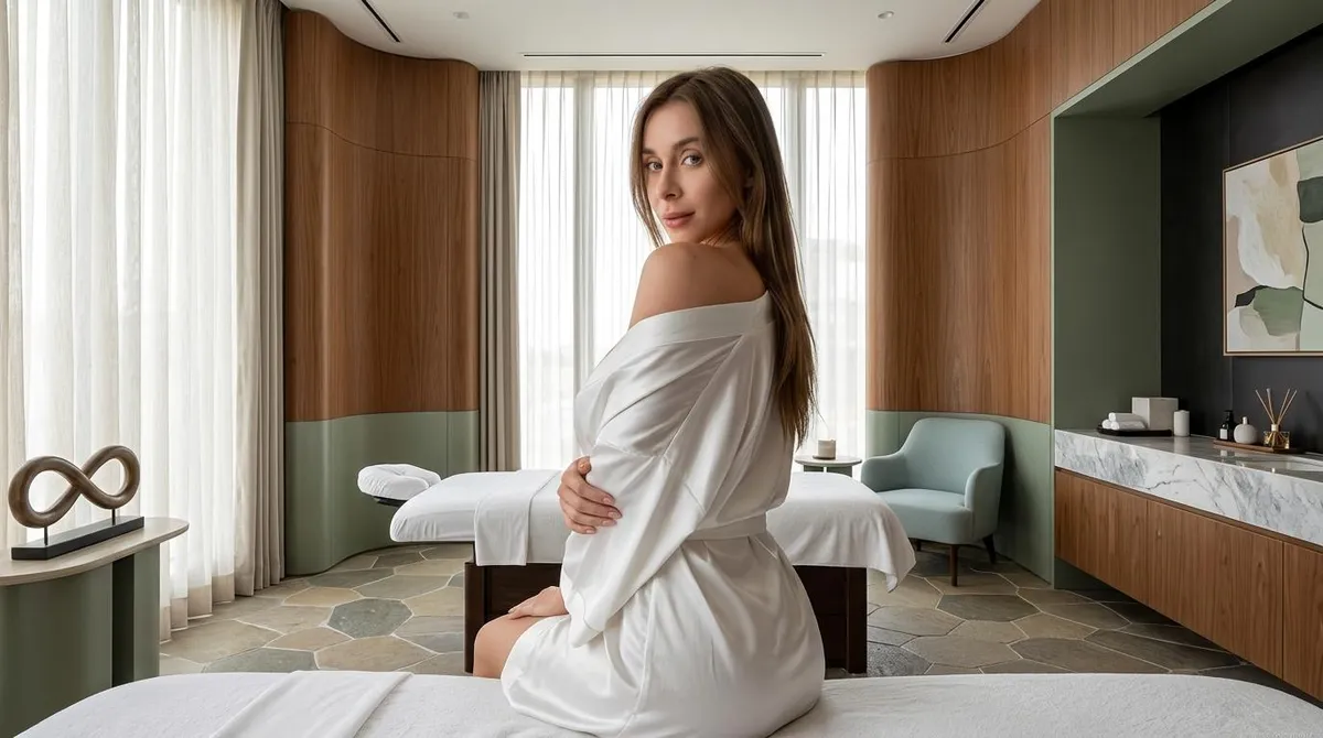 White Satin Robe Spa Treatment Room