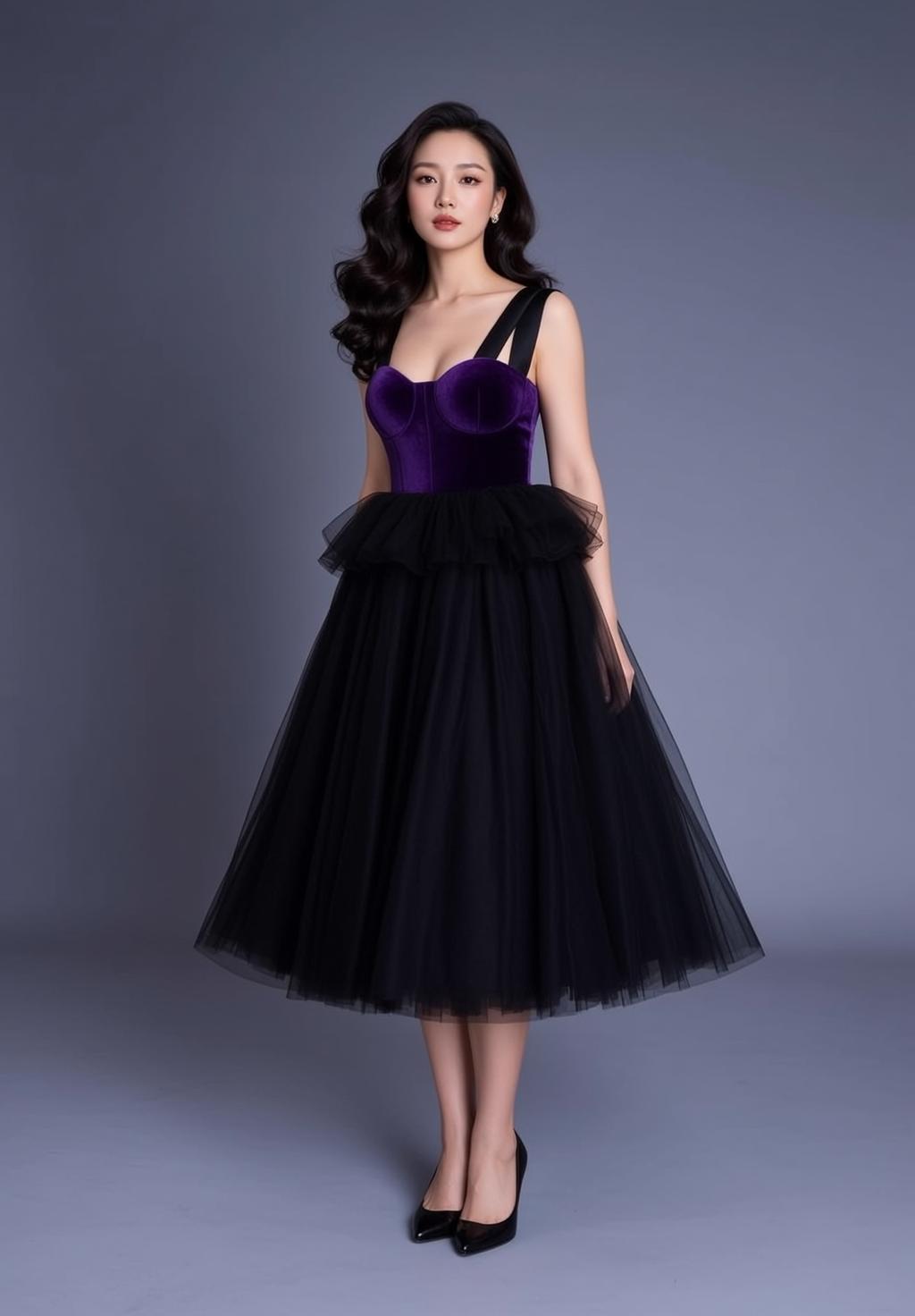 Velvet Bustier Tulle Skirt