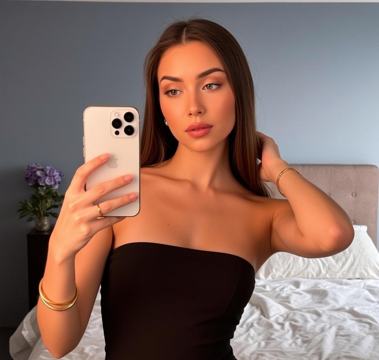 Explore Holding White Smartphone Her Left Hand