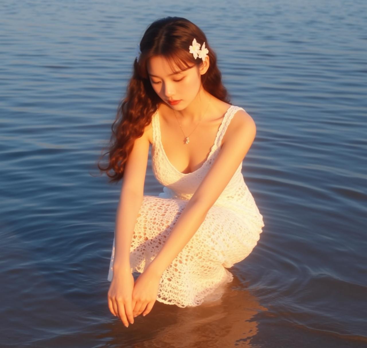 Vacation Young Long Wavy Brown Fair White