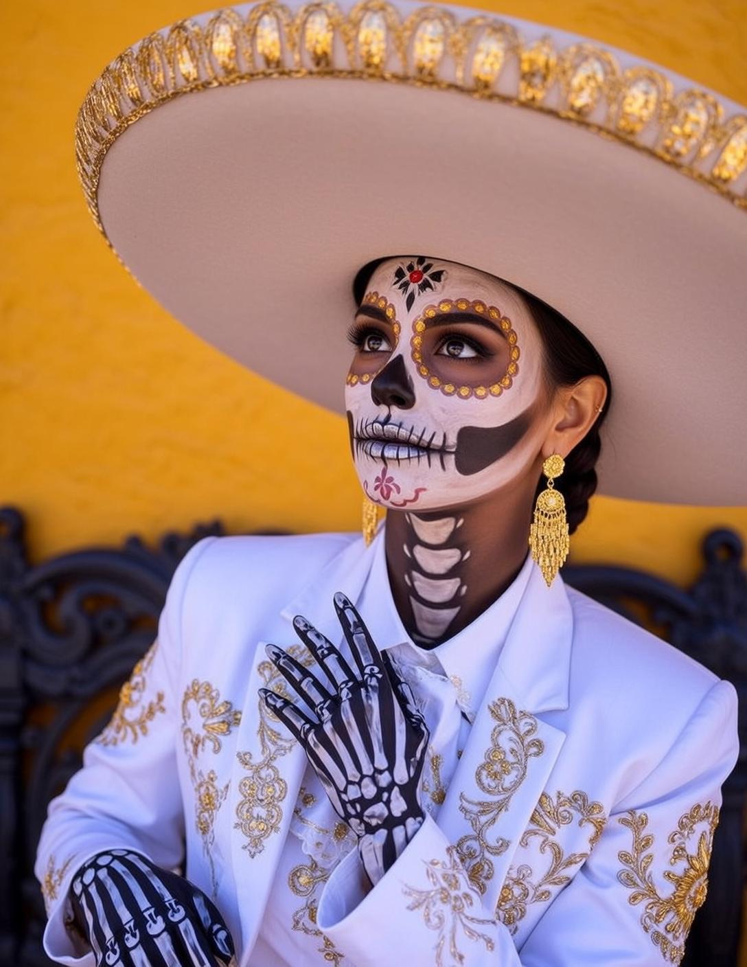 Halloween Makeup Skull Paint Dark Braided Tan