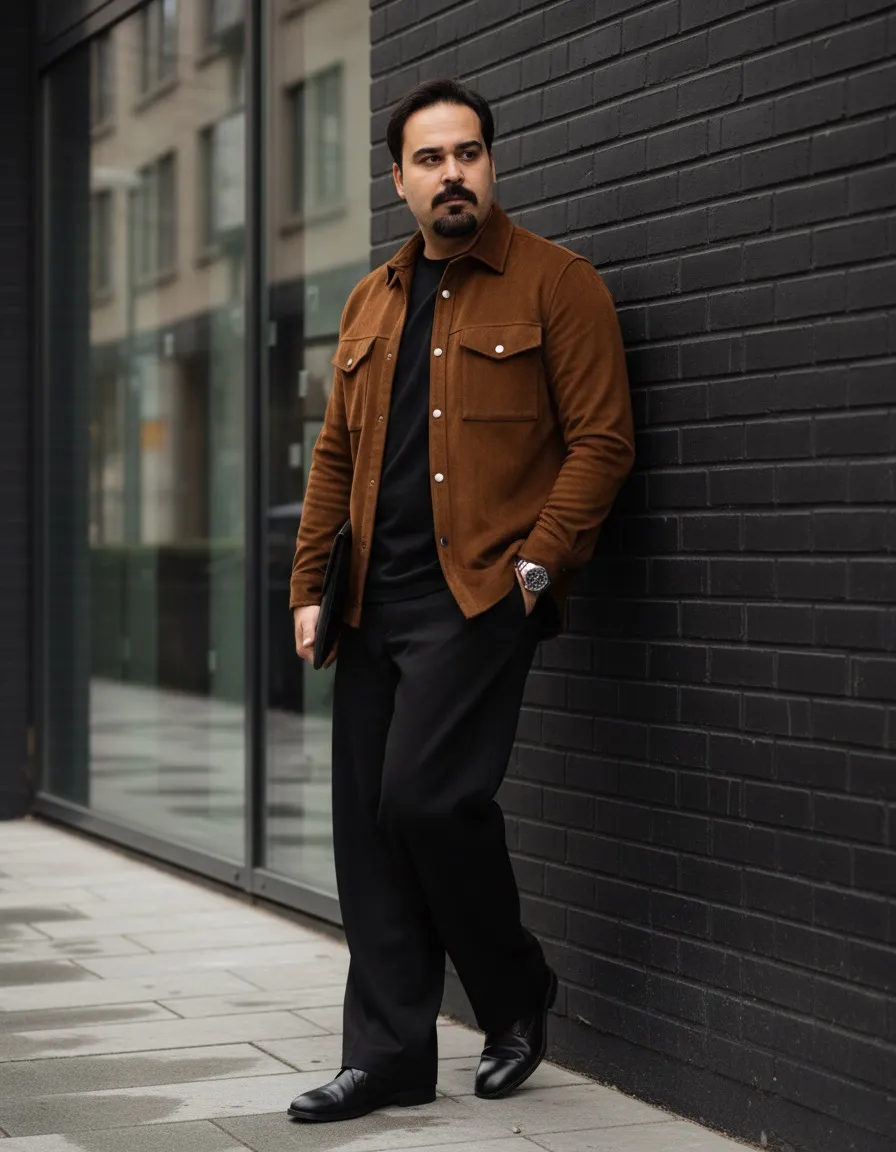 Brown Jacket Wet Street Look