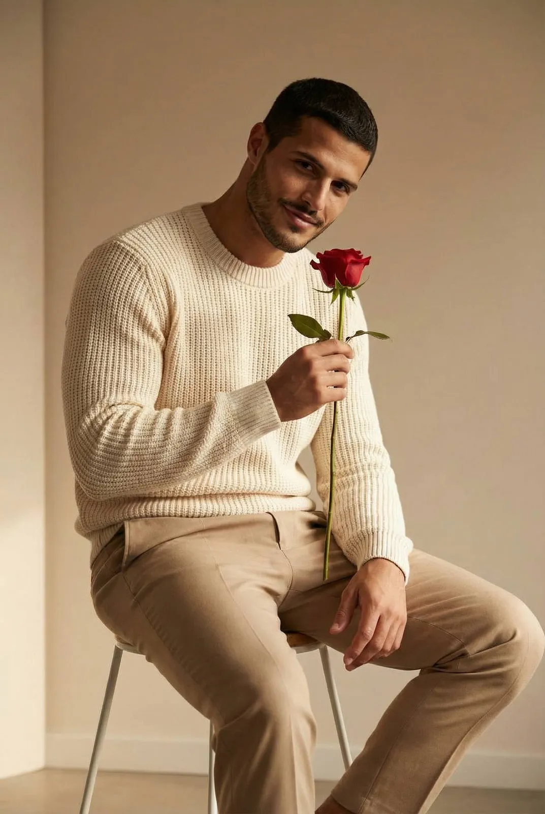 Man Neutral Studio Red Rose Knit