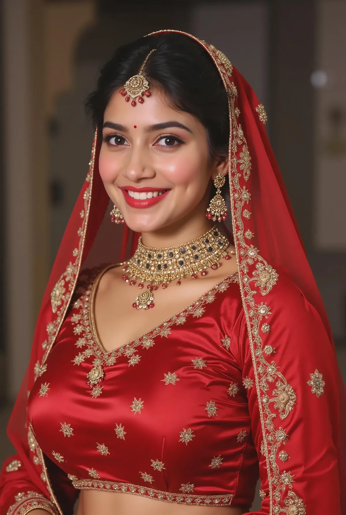 Earrings And Necklace In Satin Portrait