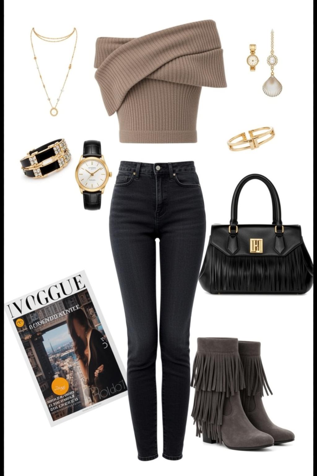 Y2k Brown Off-the-shoulder Ribbed Knit Sweater Dark