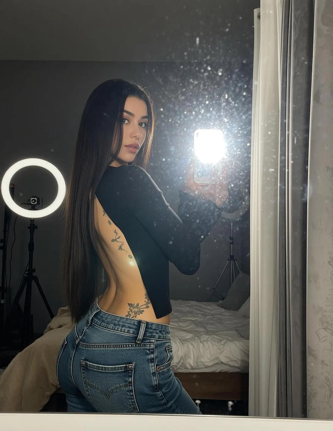 Tattoos In Mirror Selfie