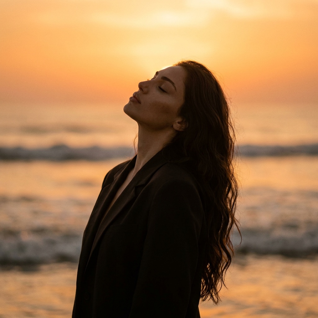 Sunset Ocean Blazer Golden Hour Film Grain