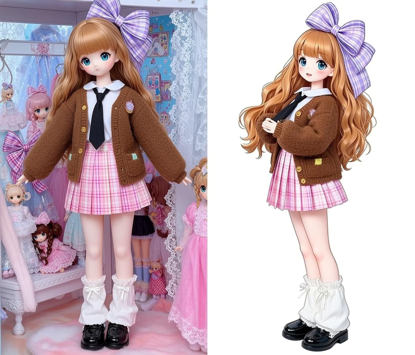 Coquettecore Full-body Captures Stylized Doll Standing Slight