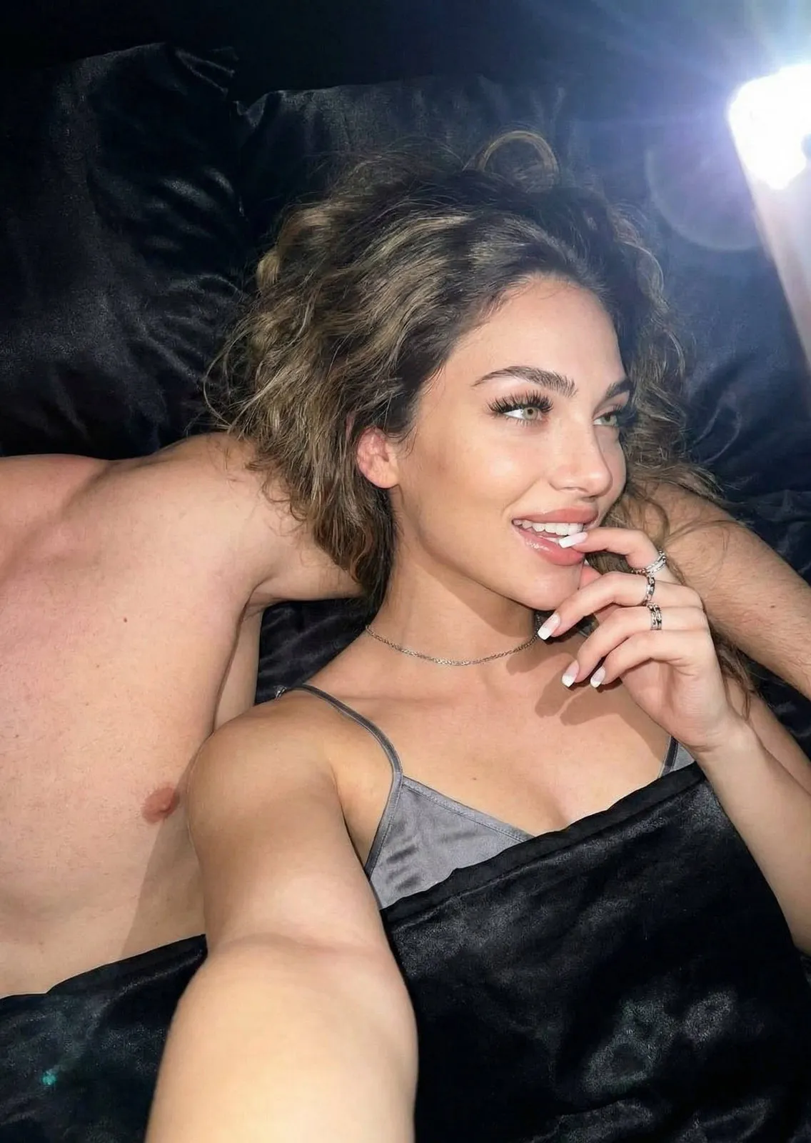 Necklace Rings And Manicure In Selfie Portrait