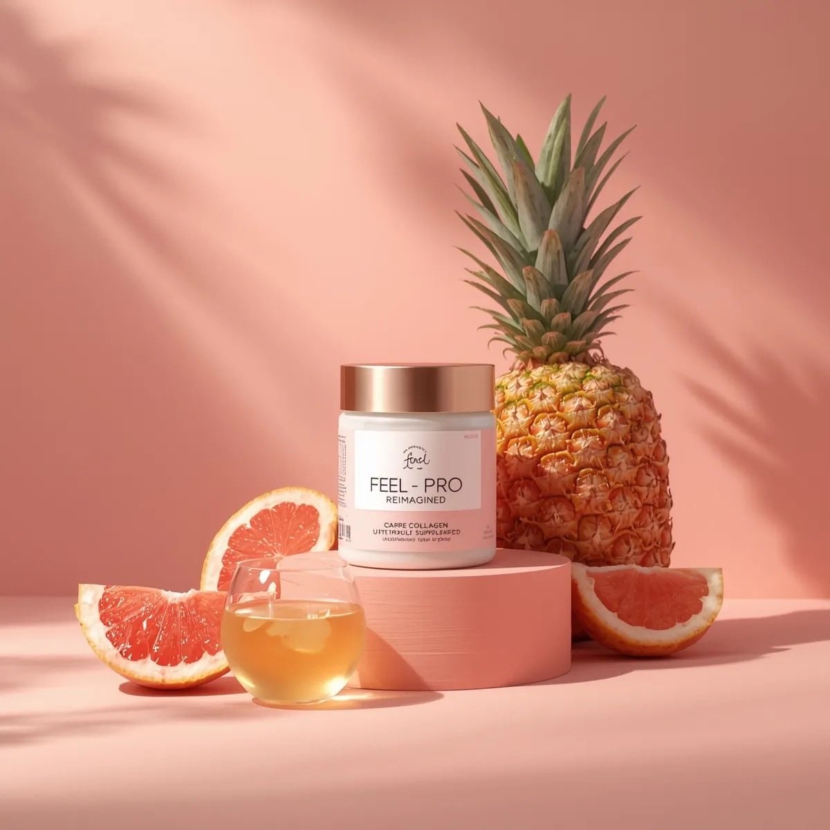 Luxury Collagen Supplement With Fruit And Palm Shadows