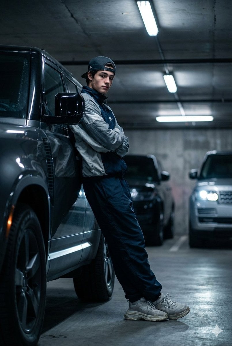 Leaning Land Rover Dim Garage