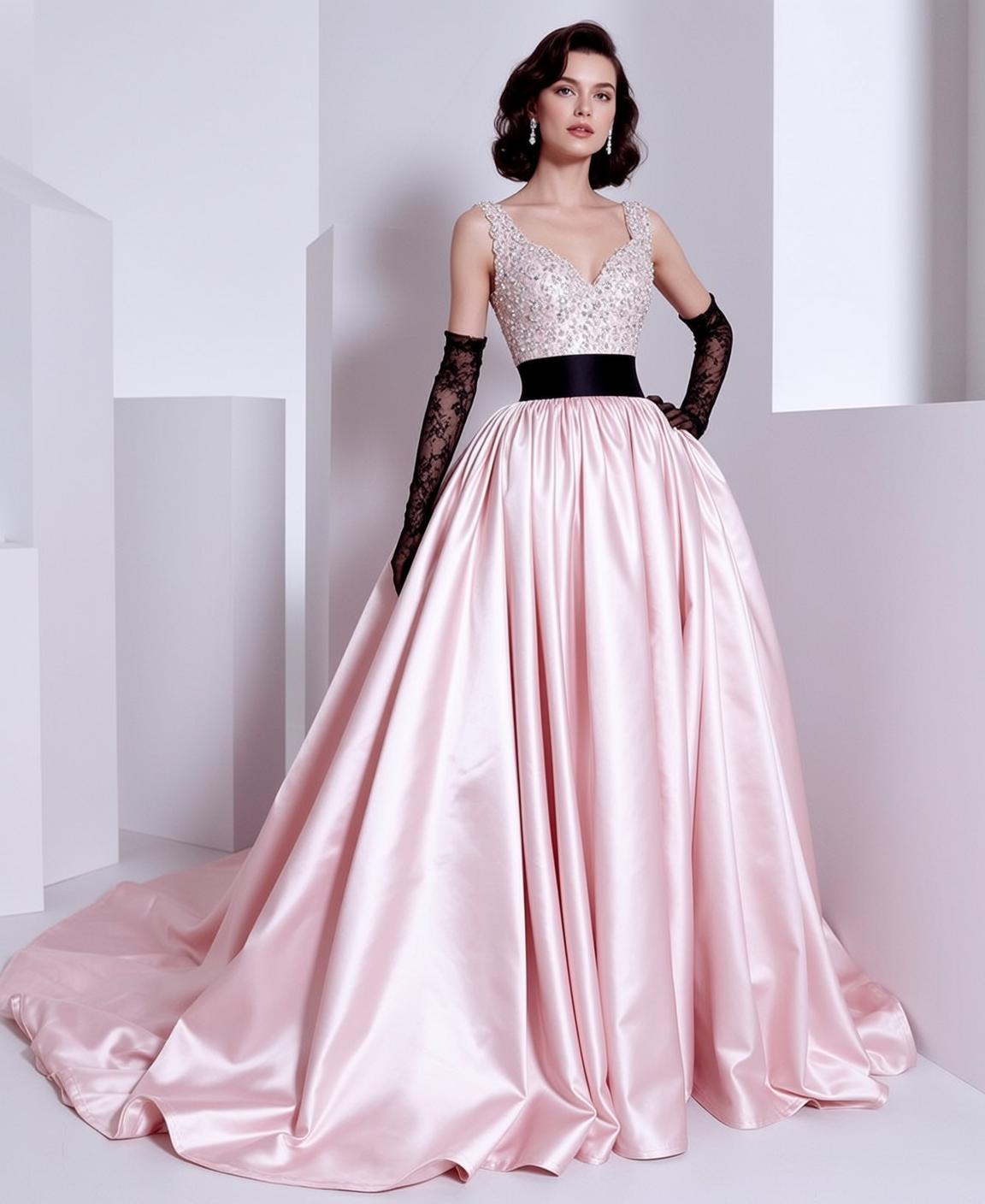 Pink Ballgown Beaded Bodice