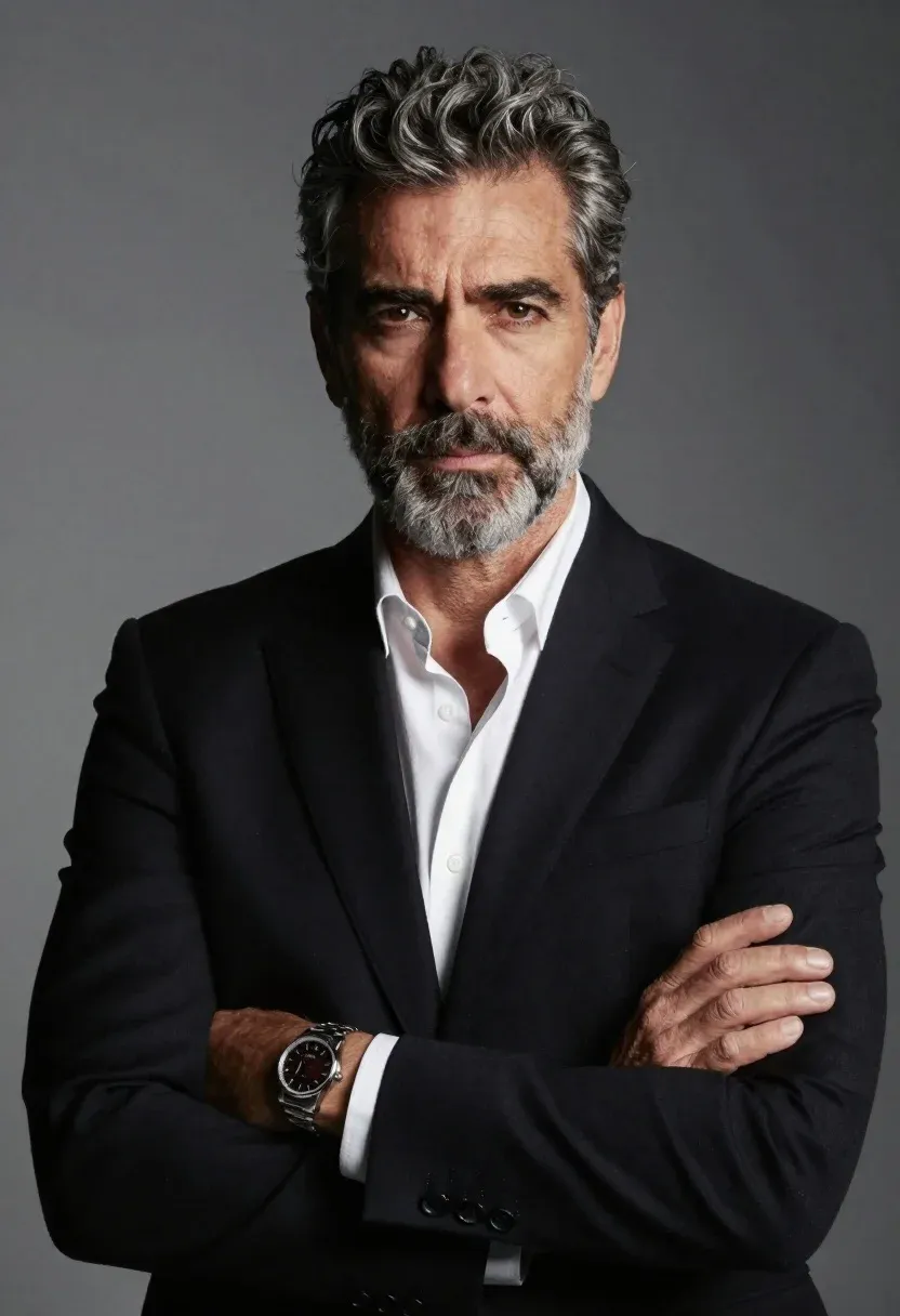 Portrait Middle-aged Man With Salt-and-pepper Hair And Beard Subject Mature