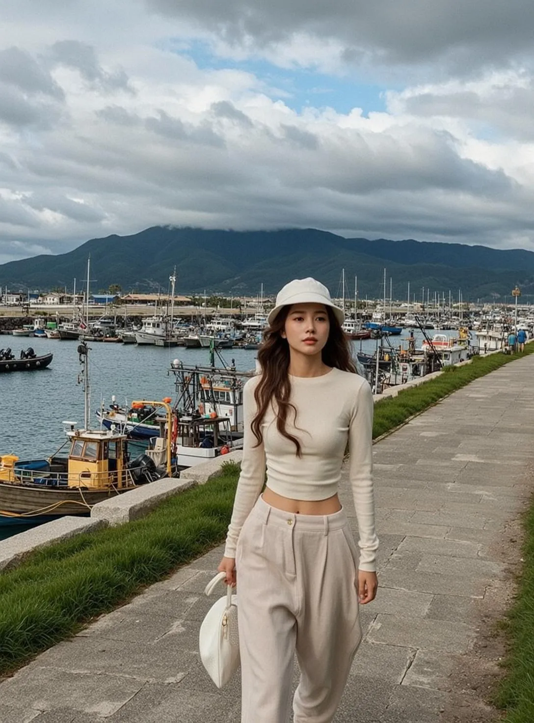 Cream Harbor Walk with Bucket Hat
