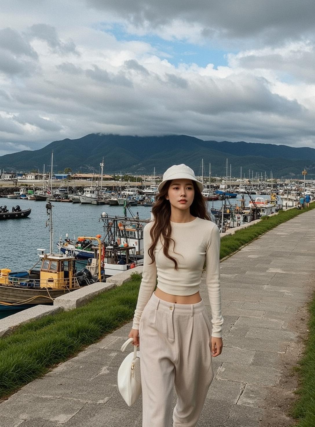 Cream Harbor Walk with Bucket Hat