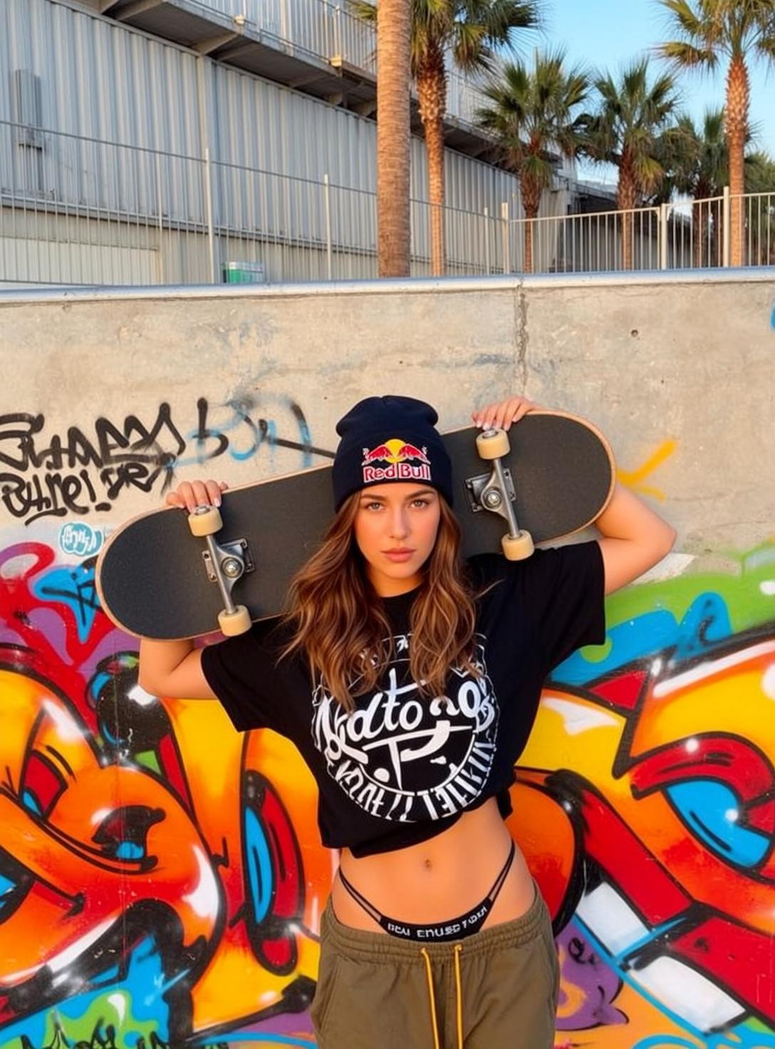 Skatepark Streetwear Golden Hour Young Woman