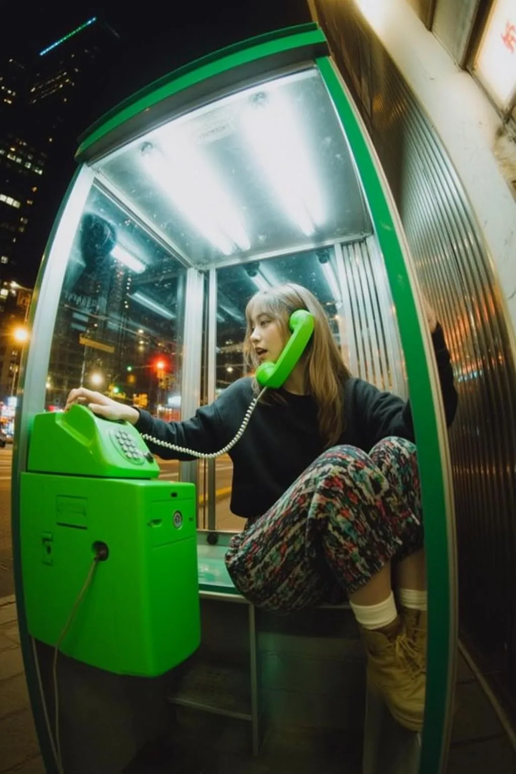 Phone Booth Pattern Pants Scene