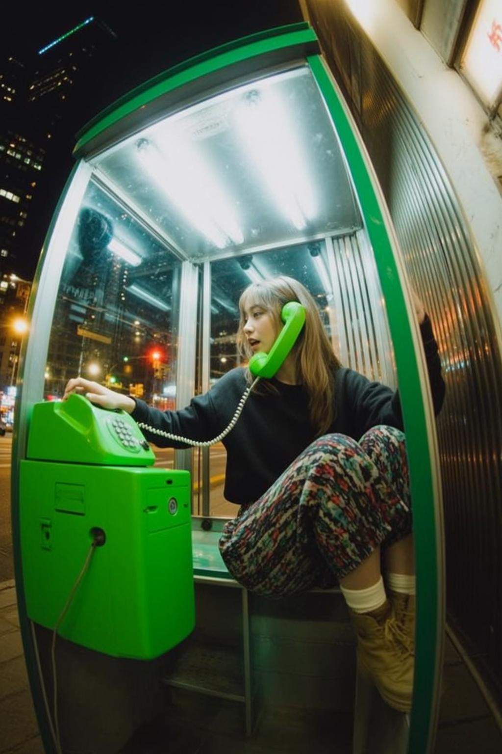 Phone Booth Pattern Pants Scene
