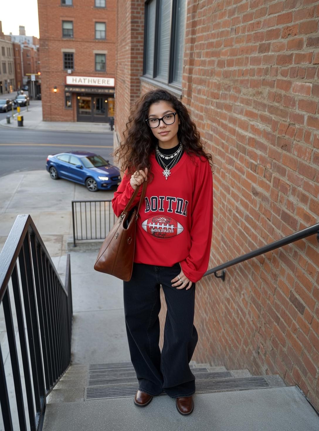 Casual Young Long Curly Dark Brown Light