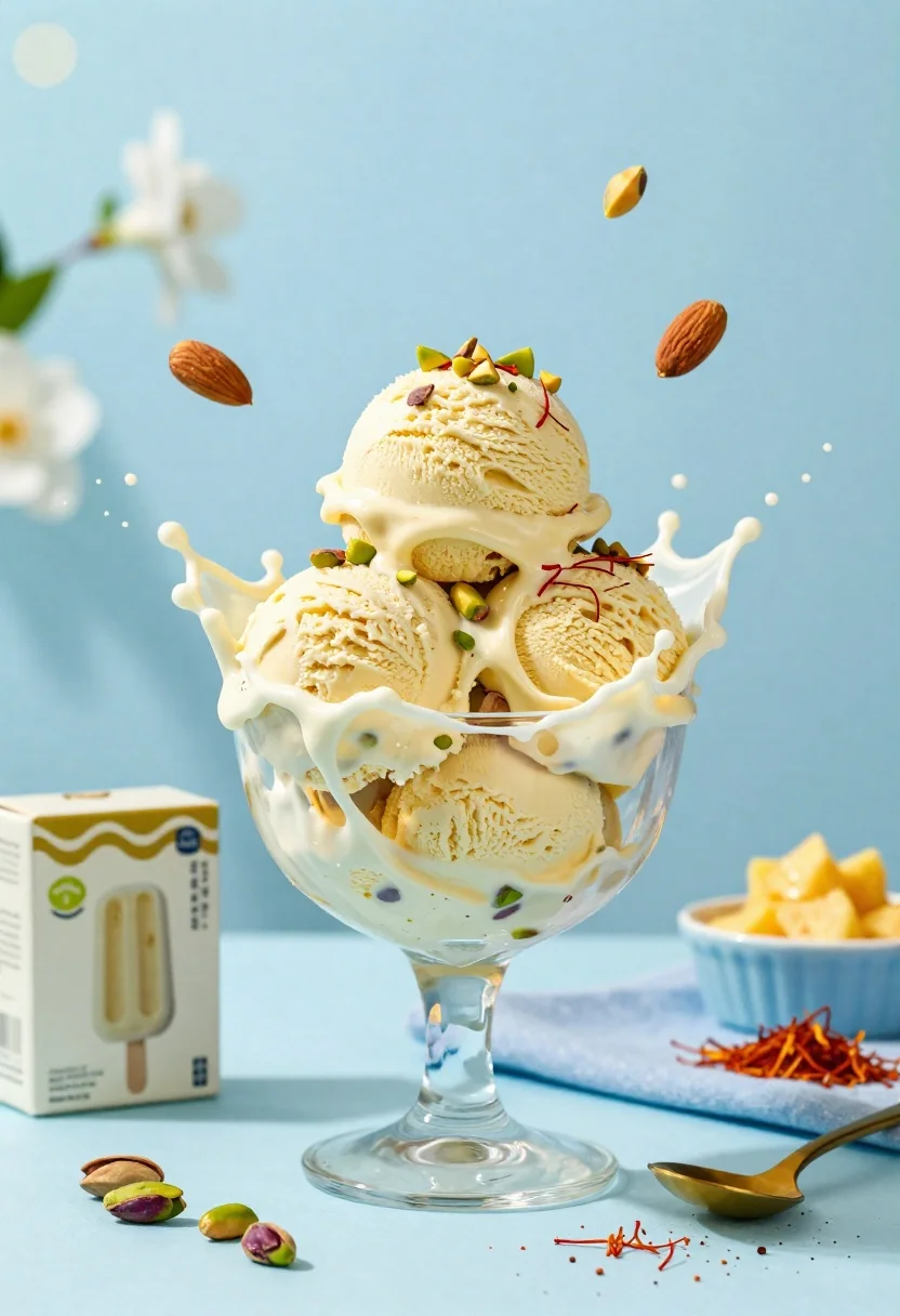 Dynamic Splash Creamy Pistachio Ice Cream Erupting From Glass Dessert