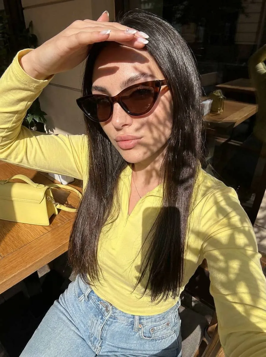 Sunglasses And Makeup And Manicure With Shirt