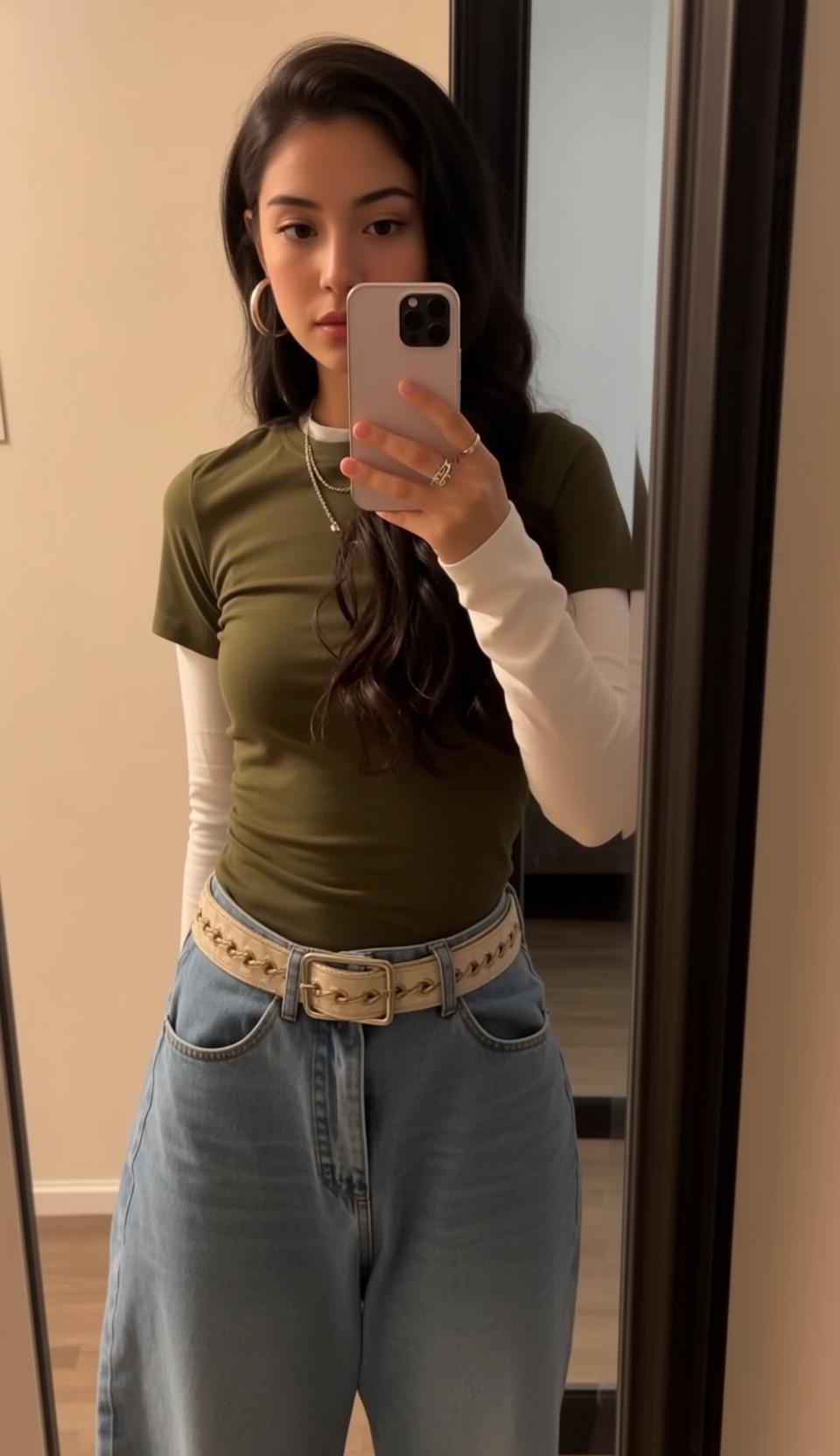 Casual Young Long Dark Wavy Fair Olive