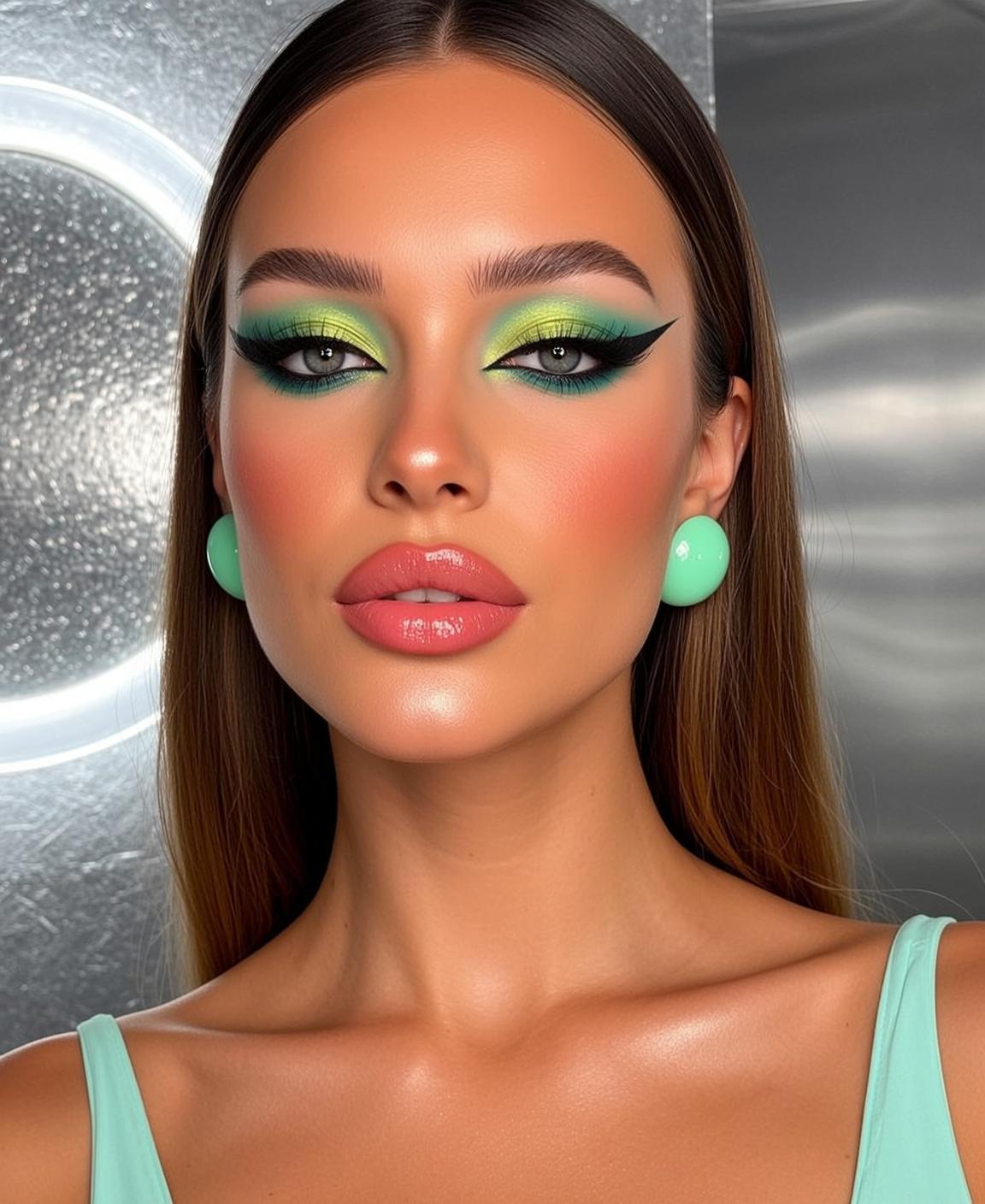Makeup Posed Facing Forward Her Head Slightly