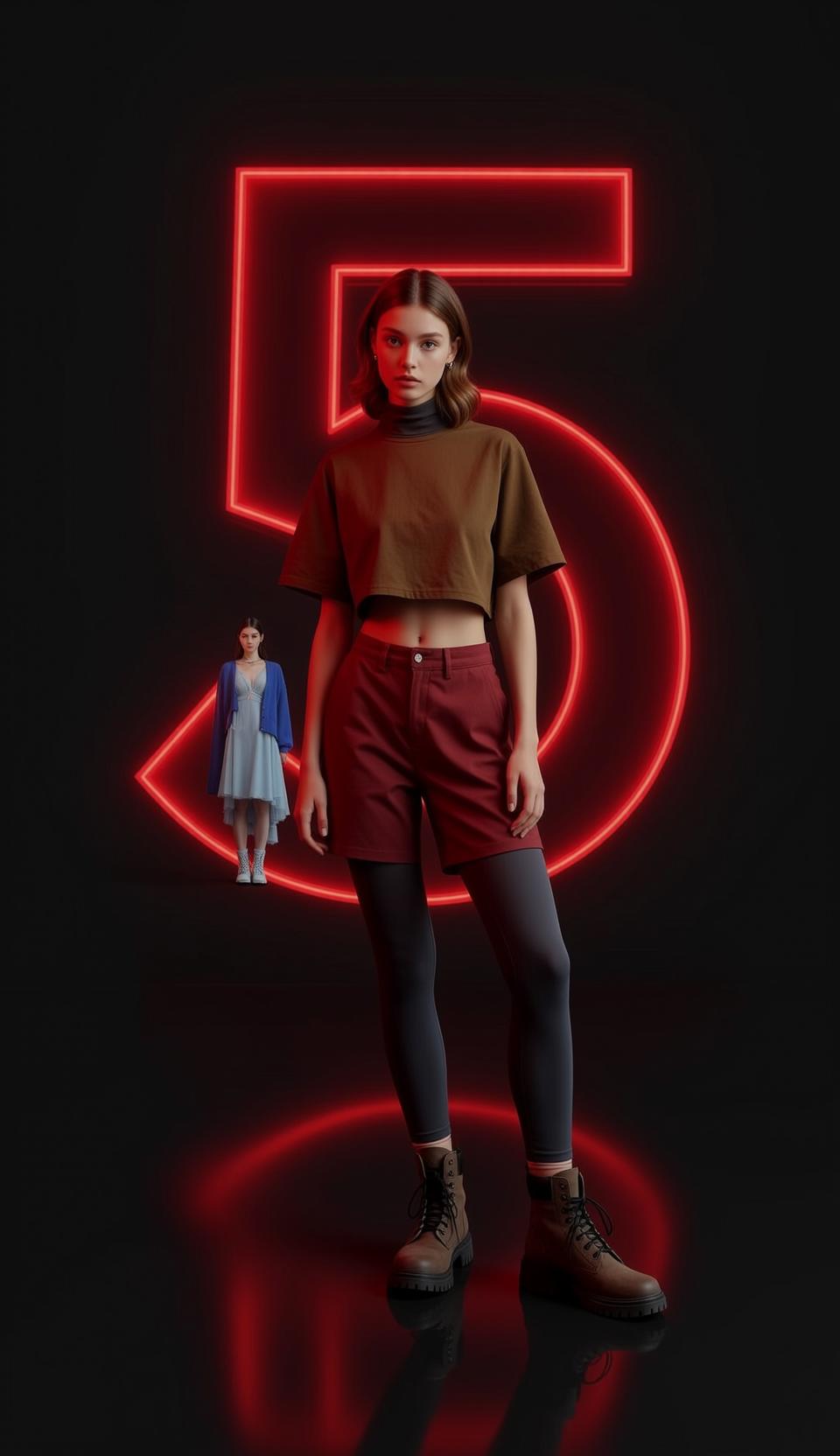 Brown Crop Top Neon Floor
