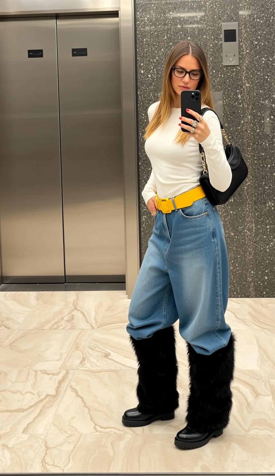 Y2k Long Blonde Fair White Long-sleeved Shirt