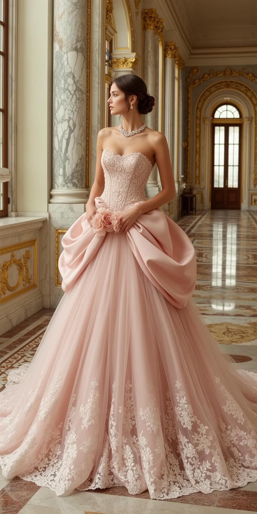 Pink Tulle Ballgown Flower Pose