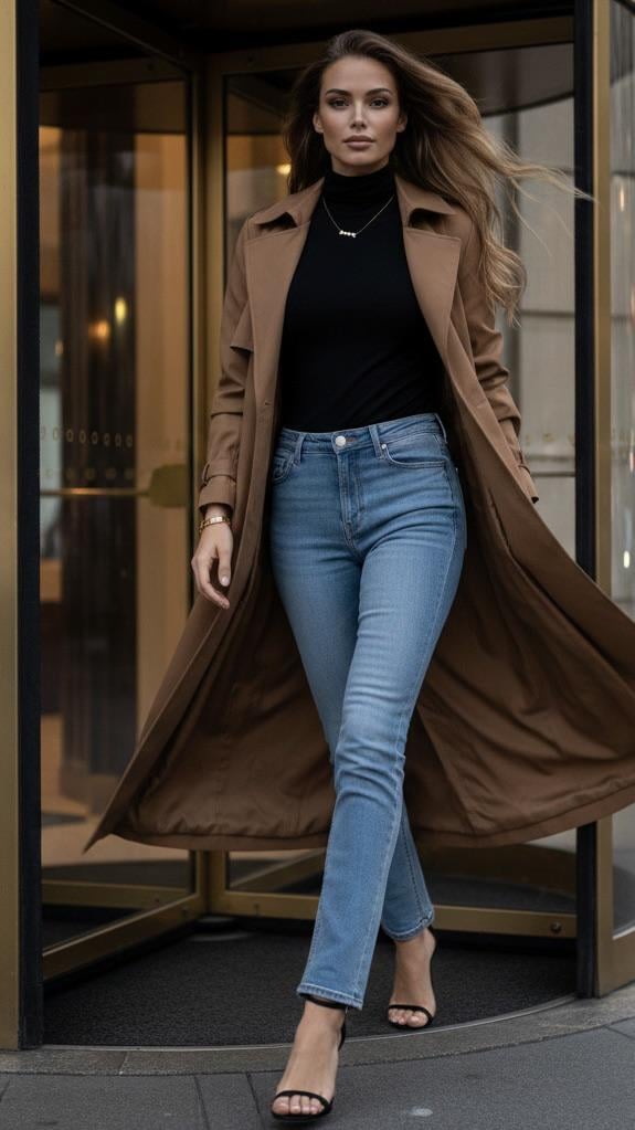Trench Coat Walking Through Glass Door Entrance