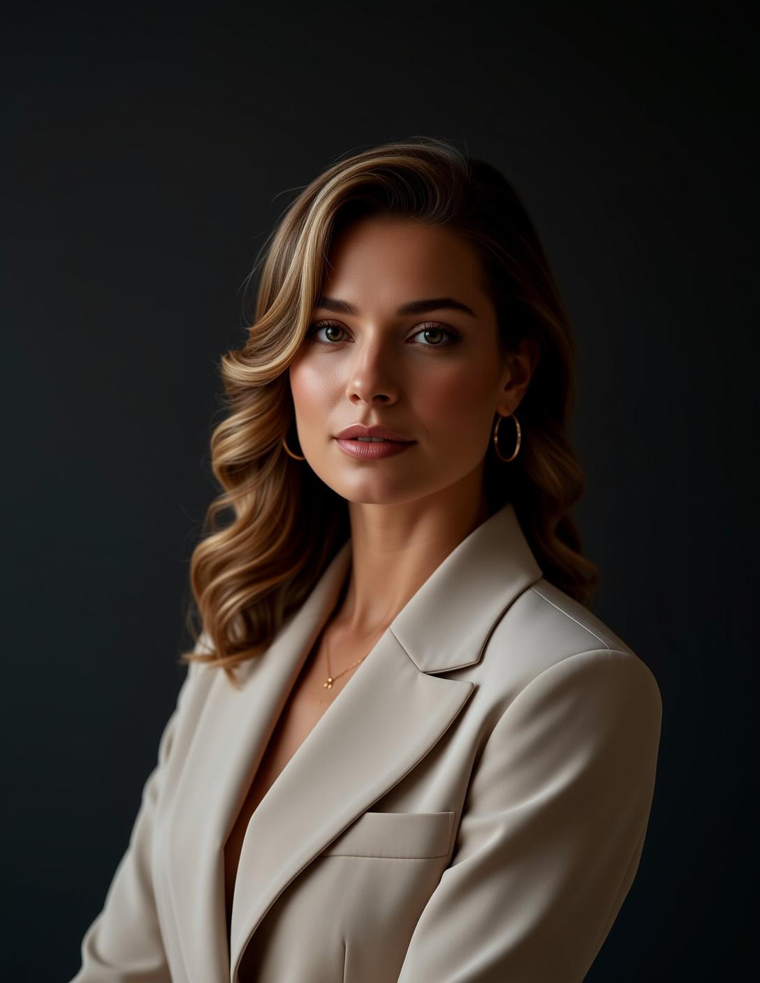 Beige Blazer Studio Portrait