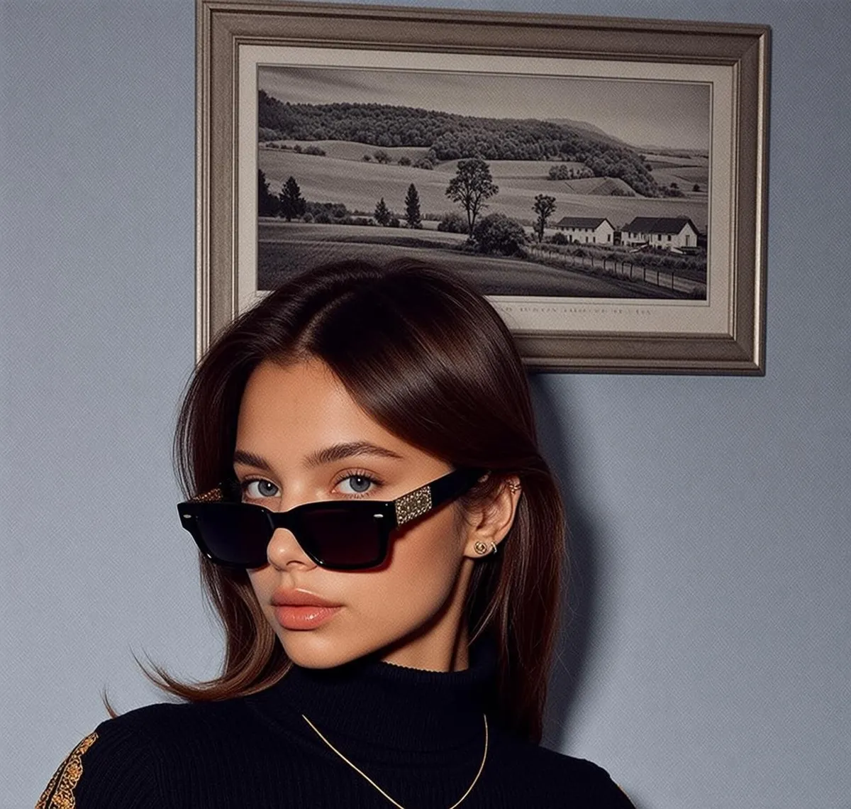 Sunglasses And Earrings In Front Of A Wall